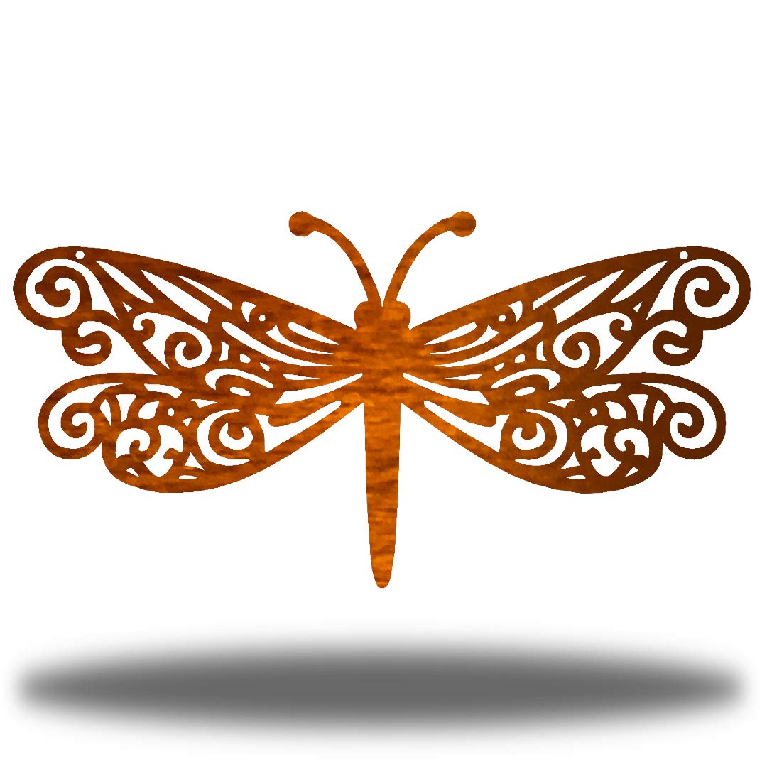 Riverside Designs Dragonfly Metal Wall Art - Outdoor Garden Decor, Copper Finish, 36 Inch - Perfect for Patio, Backyard, and Home Decoration