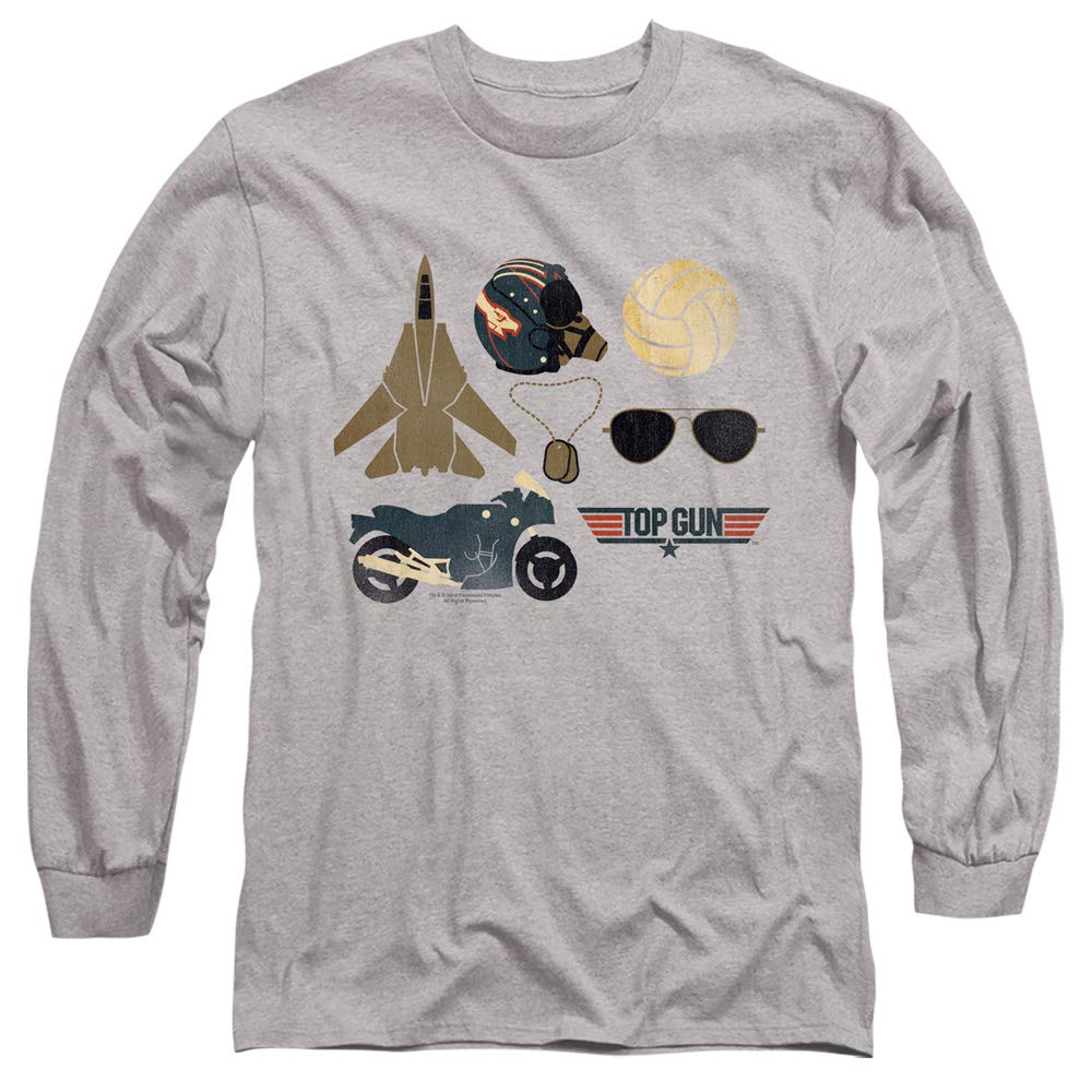 Top Gun Maverick Long Sleeve T-Shirt - Heather Grey Vintage Movie Tee for Men - Casual Wear & Fan Gift for Aviation Enthusiasts