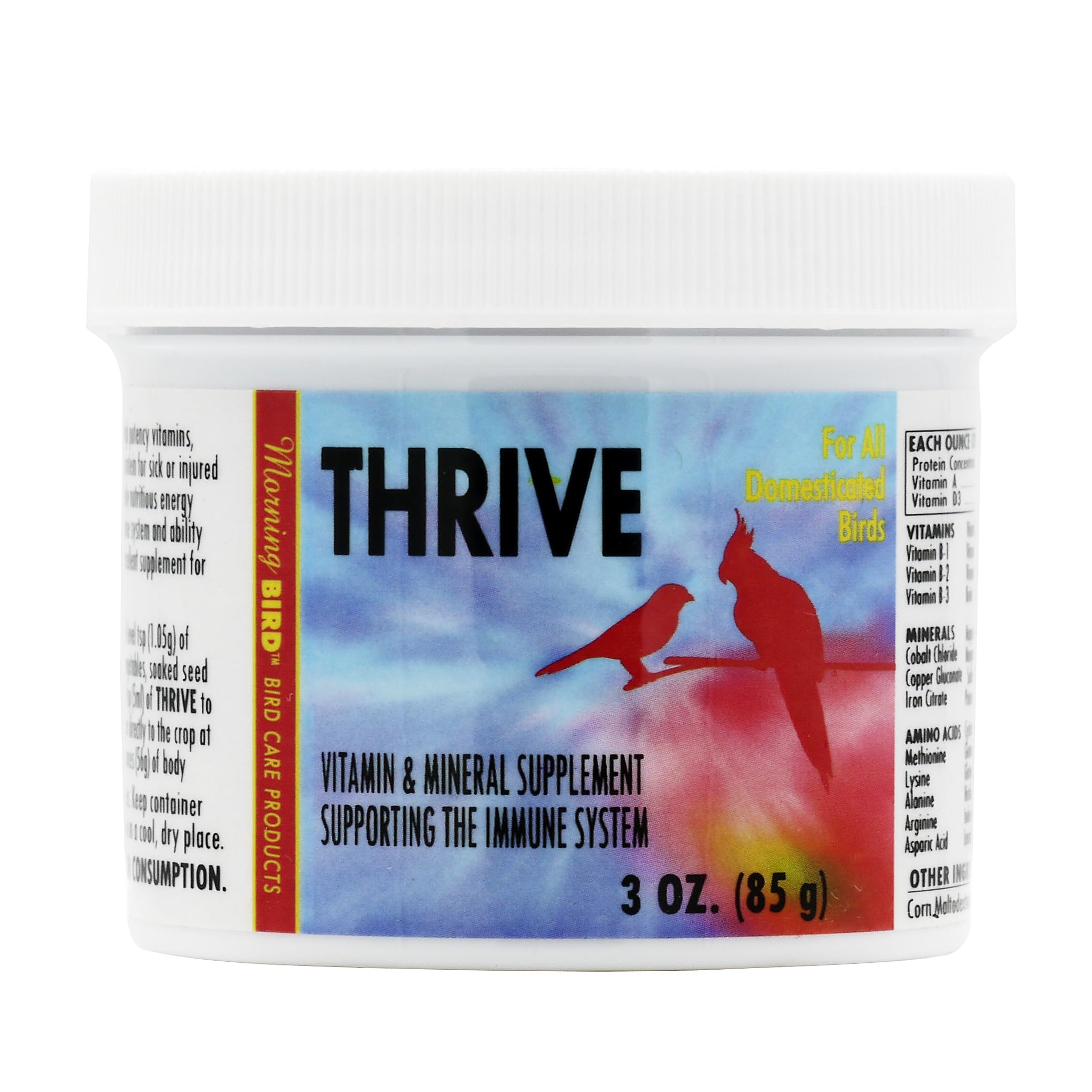 Morning Bird Thrive - Premium Nutritious Energy Supplement with Essential Minerals, Vitamins, Amino Acids, Electrolytes & Protein | 3 oz Powder for Workout Recovery, Active Lifestyle & Daily Wellness Boost