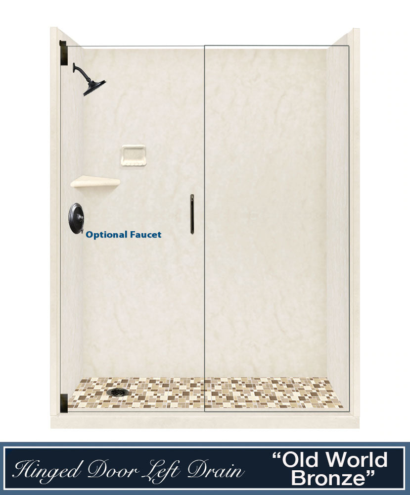 Premium Rafe Marble Alcove Shower Kit with 3 Accent Options (Liner Optional) - Luxury Bathroom Upgrade for Modern Homes & Spa-Like Experience