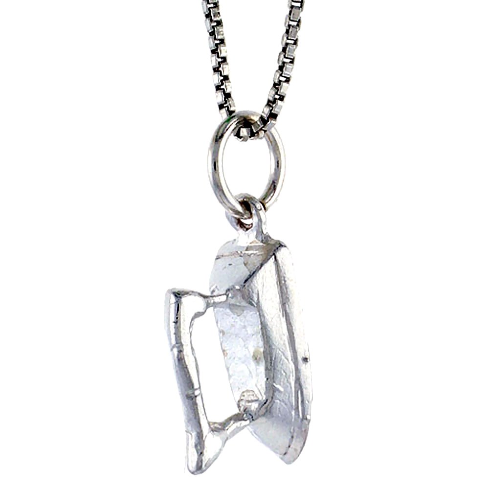Vintage Sterling Silver Antique Iron Pendant Necklace - 1/2 Inch Height - Handcrafted Jewelry for Women - Perfect for Gifts, Parties & Special Occasions