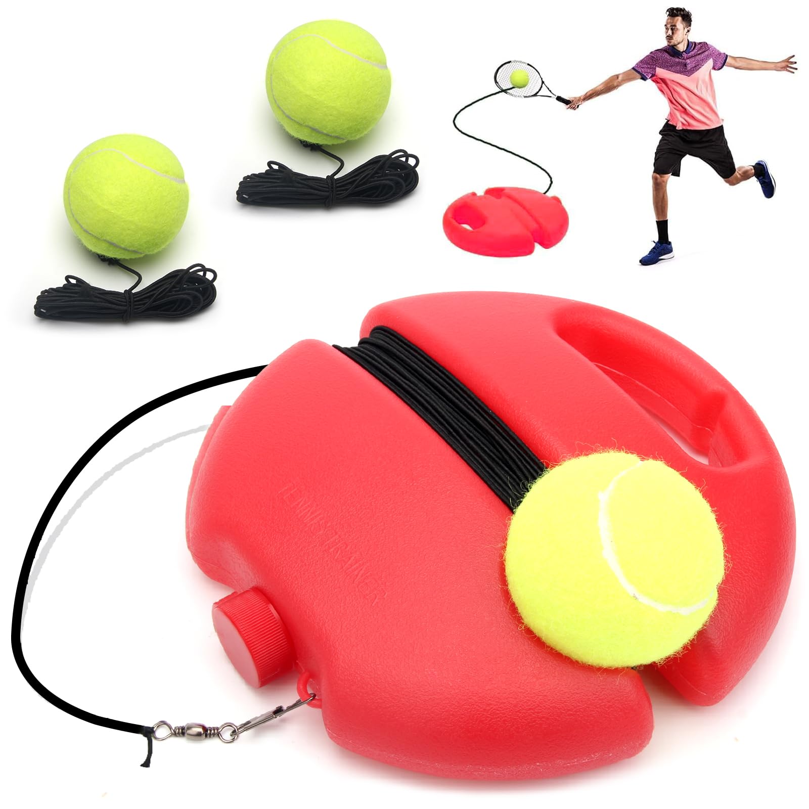 Solo Tennis Trainer Rebound Ball with String - Portable Tennis Practice Equipment for Self-Training | Includes 3 Tennis Balls & Elastic Strings | Perfect for Beginners & Adults | Indoor & Outdoor Use