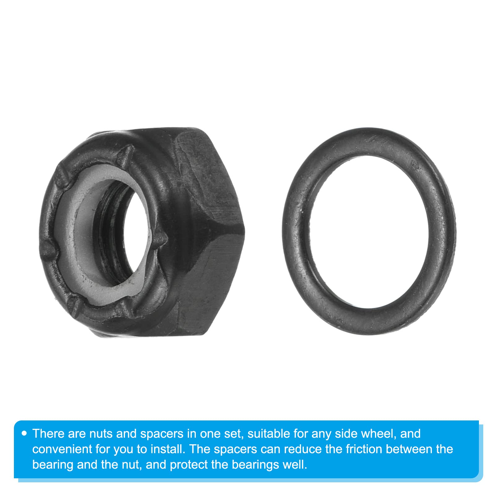 PATIKIL Skateboard Lock Nuts Set - Durable Truck Axle Washers & Spacer Hardware Repair Kit for Longboard, Cruiser, Street Skateboards | Perfect for Maintenance & DIY Skateboard Repairs