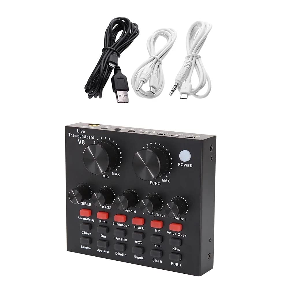 V8 Audio USB External Sound Card with Headset Microphone - Plug & Play for PC, Laptop, Phone - Perfect for Live Streaming, Podcasting, Gaming & Online Meetings