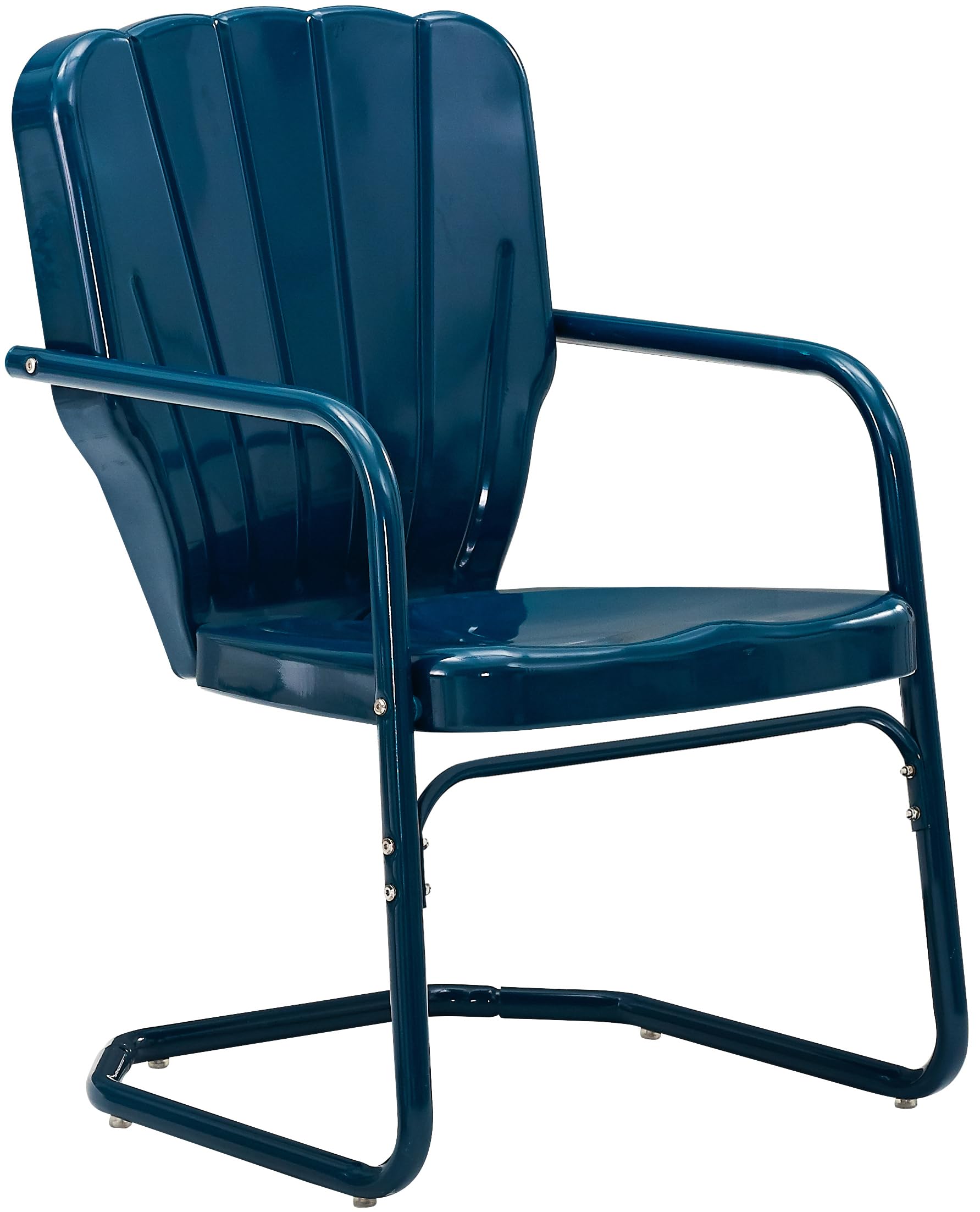 Crosley Furniture Ridgeland 2-Piece Outdoor Chair Set - Retro Metal Patio Dining Chairs for Porch, Deck, Garden & Backyard - Navy Blue