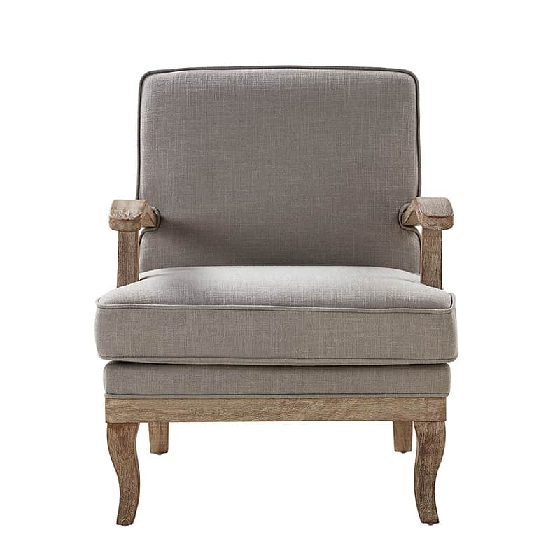 Randolph Farmhouse Upholstered Accent Chair with Wooden Legs - Comfortable Living Room Armchair for Home Decor, Reading Nook & Cozy Sitting Area (Multiple Style Options Available)