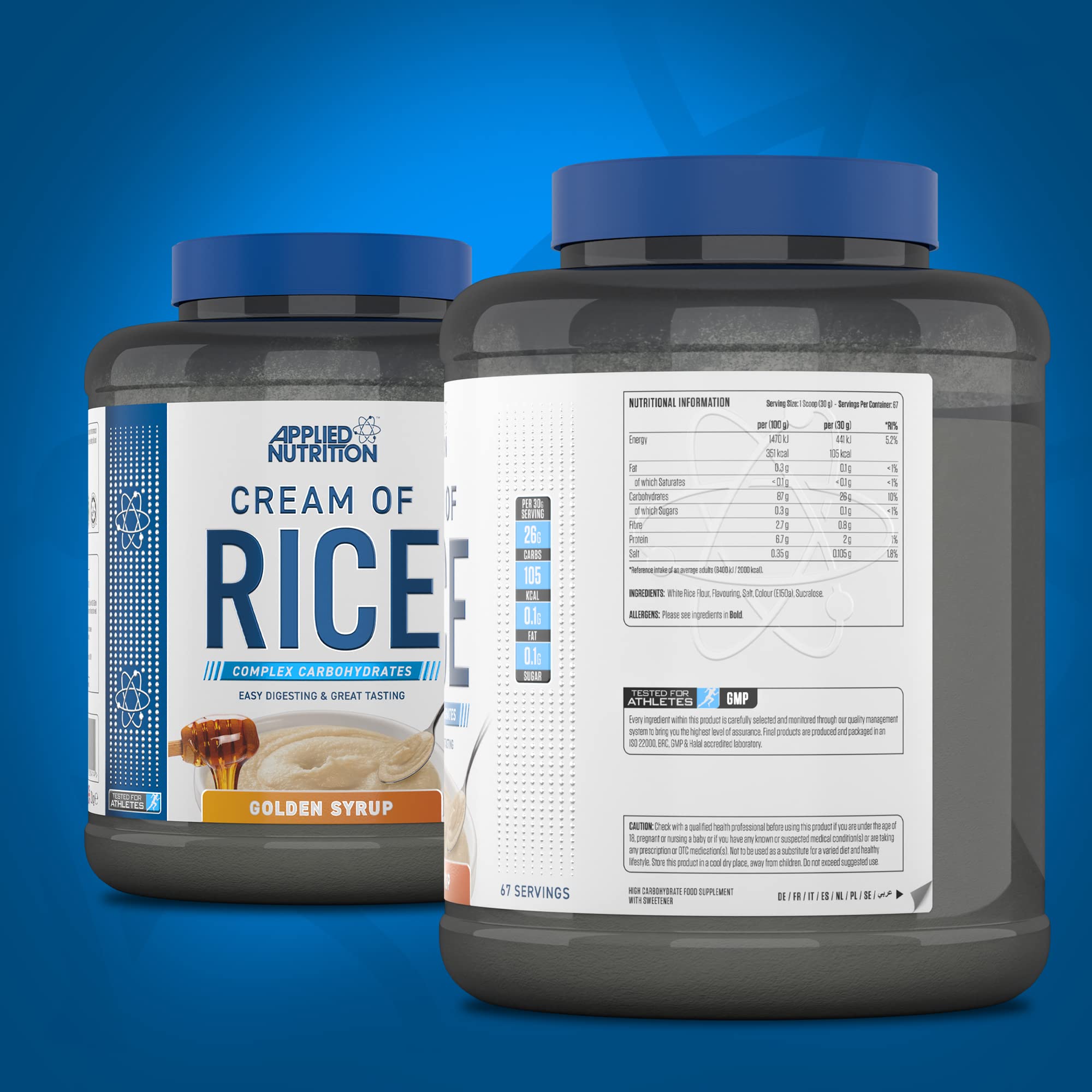 Applied Nutrition Cream of Rice - 2kg (67 Servings) | Gluten-Free, Quick & Easy Breakfast Cereal for Athletes & Fitness Enthusiasts | Perfect for Pre-Workout, Post-Workout & Healthy Meal Prep