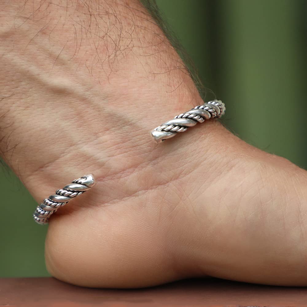 Viking Bracelets for Men & Women - 925 Sterling Silver Cuffs in Various Designs (Sizes M, L, XL) - Perfect for Viking Lovers, Cosplay, and Everyday Wear