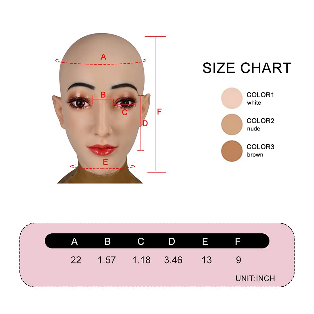 YIQI Realistic Silicone Male to Female Head Mask - Handmade Transgender & Crossdresser Costume Accessory for Cosplay, Halloween, and Theater Performances