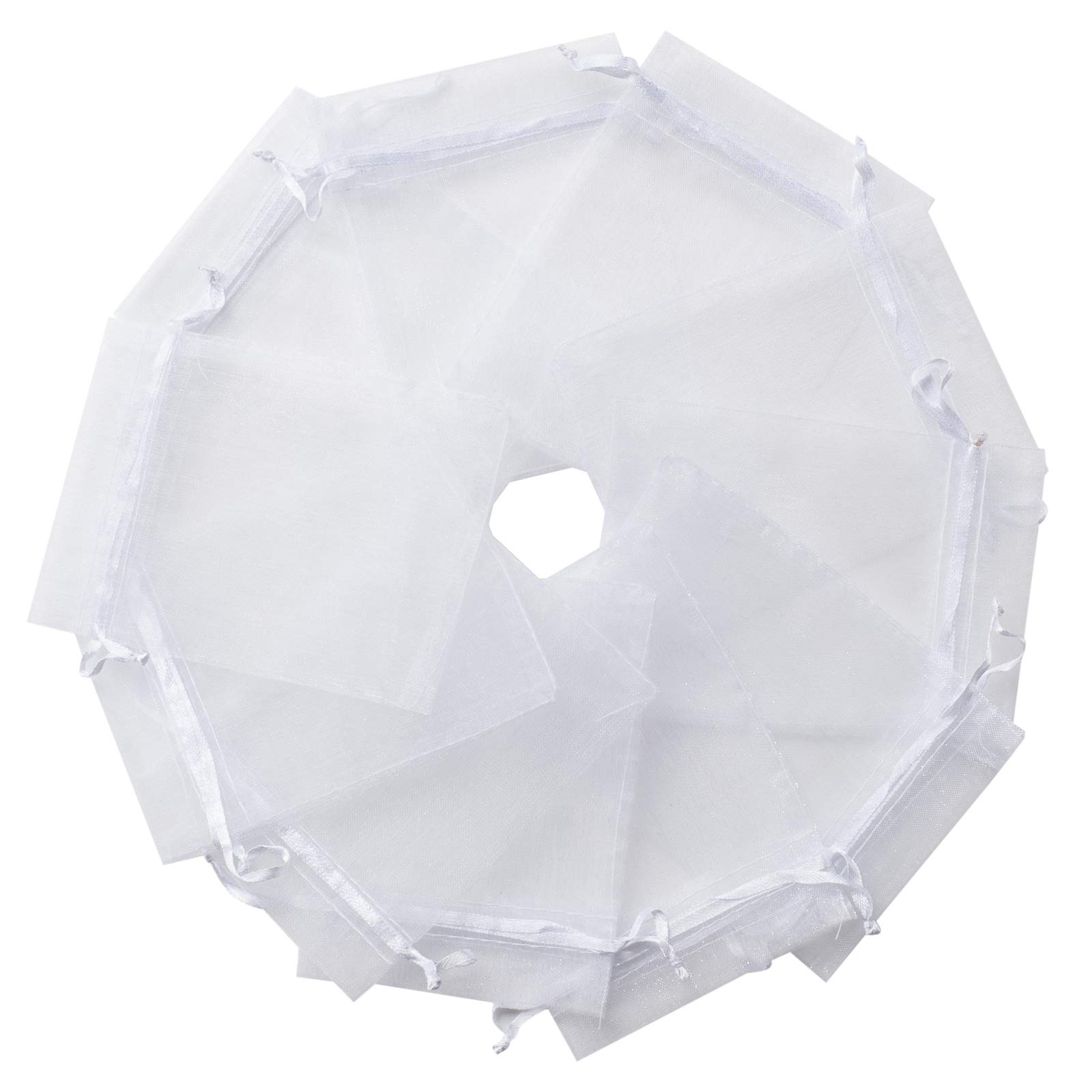 MOTYAWN 100 PCS White Organza Gift Bags 4x6 Inches - Elegant Wedding Favor Bags, Jewelry Pouches for Party, Baby Shower, Christmas, Valentine's Day - Perfect for Candy, Small Gifts & Party Favors