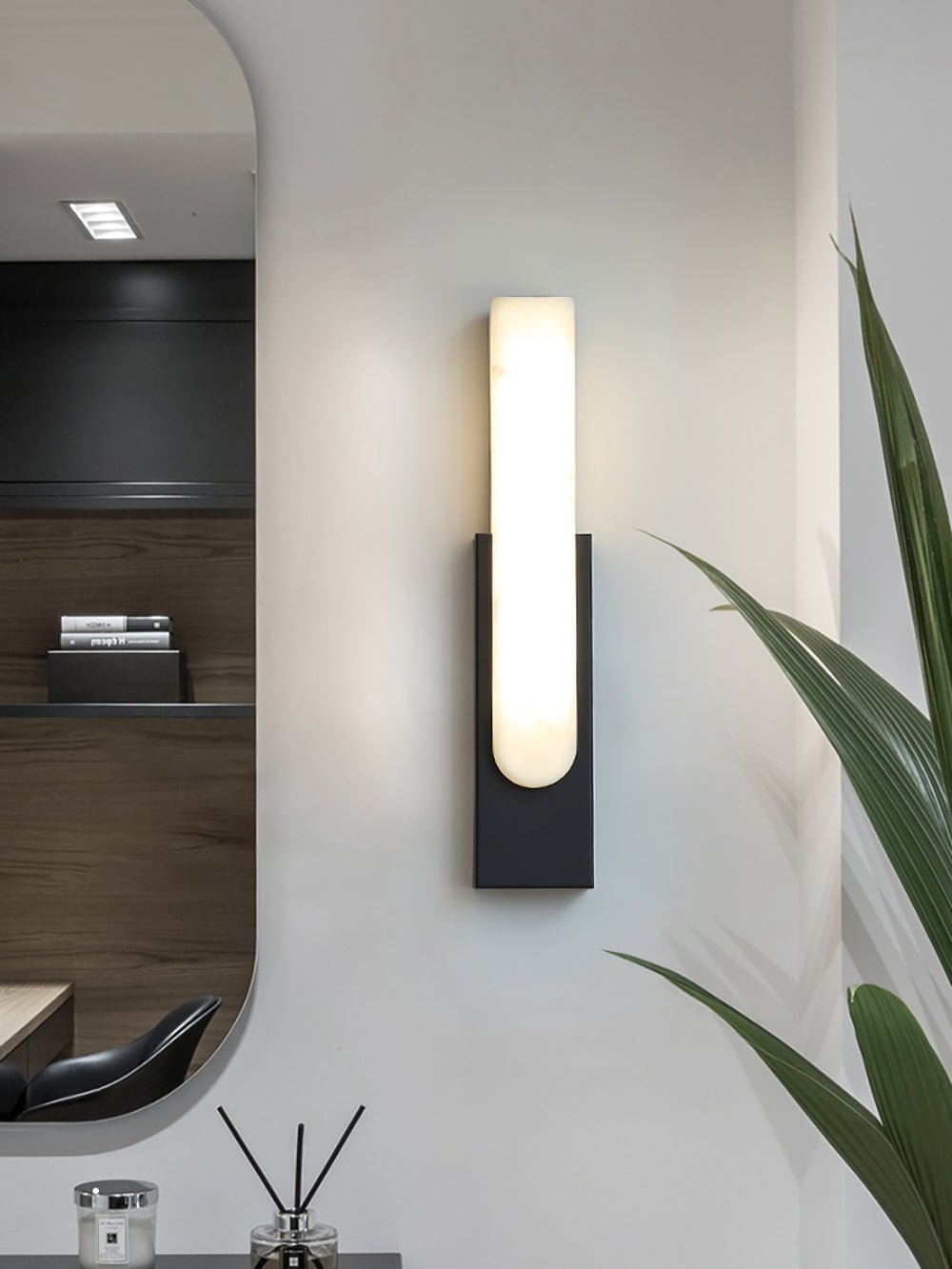 Agatha Alabaster Wall Lamp - Elegant White Stone Sconce Light Fixture for Bedroom, Living Room & Hallway Decor