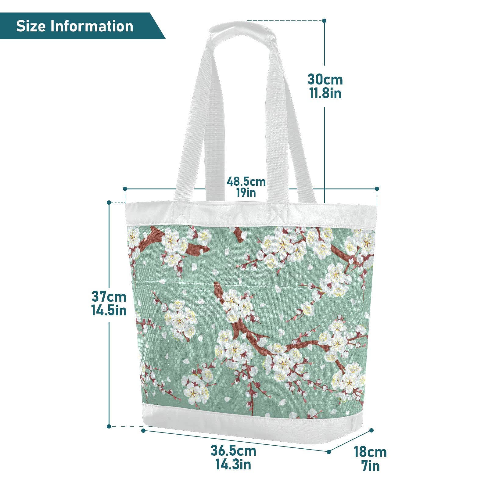 J JOYSAY Large Mesh Beach Tote Bag for Women - Flowering Tree Branches Design, Waterproof Pool Shoulder Bag, Perfect for Vacation Essentials, Beach Trips, Pool Parties & Summer Getaways