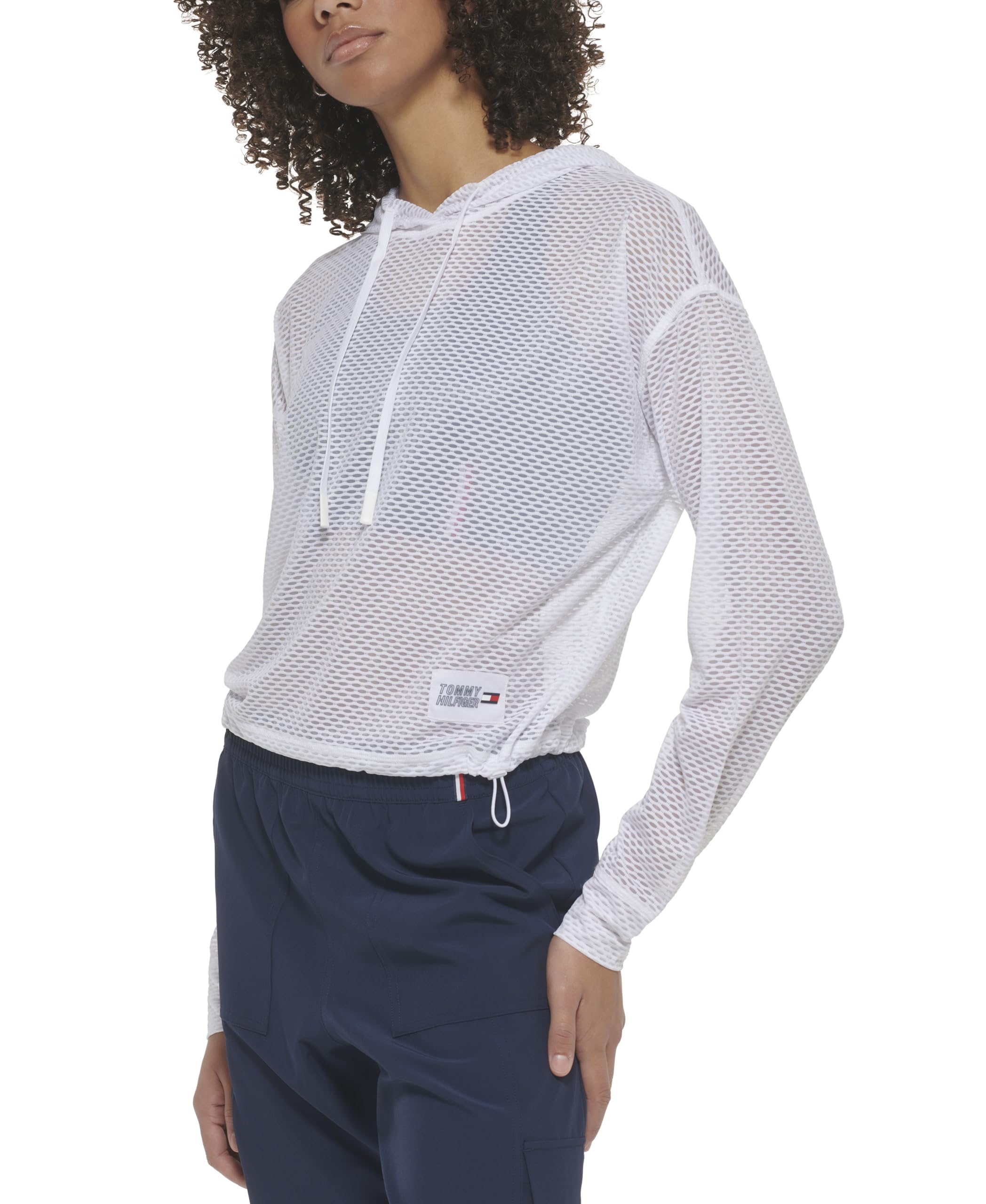 Tommy Hilfiger Women's Premium Performance Mesh Hooded Long Sleeve Hoodie - Lightweight Athletic Pullover for Running, Yoga & Casual Wear