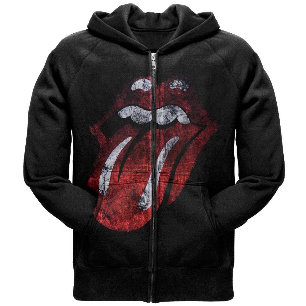 Rolling Stones Distressed Tongue Zip Hoodie Sweatshirt - Vintage Rock Band Merch for Men & Women - Perfect for Concerts, Casual Wear & Gifts