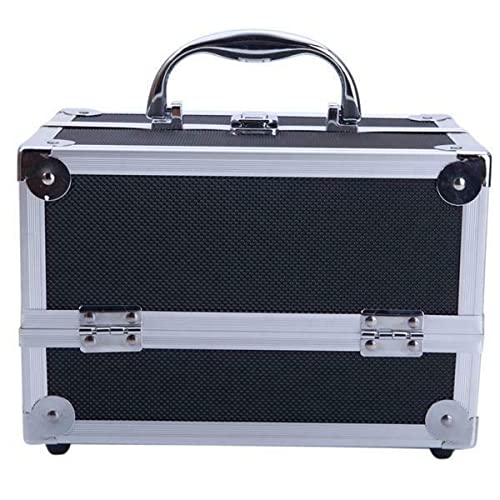 Aluminum Makeup Train Case with Jewelry Storage & Button Lock - Cosmetic Organizer for Travel & Home - Perfect for Makeup, Jewelry, and Accessories Storage