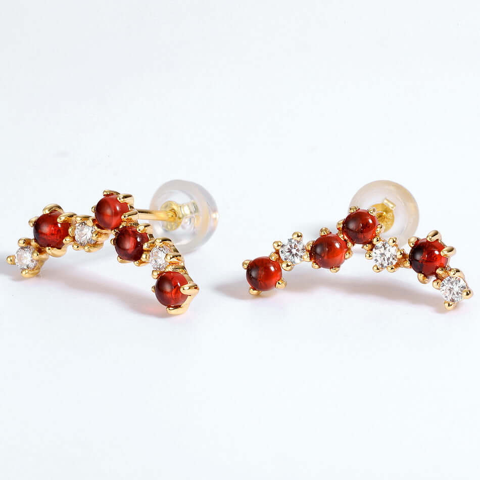Natural Garnet Meteor Star Ear Climber Earrings for Women | Elegant Dangle Earrings for Party, Wedding & Evening Wear | E7277