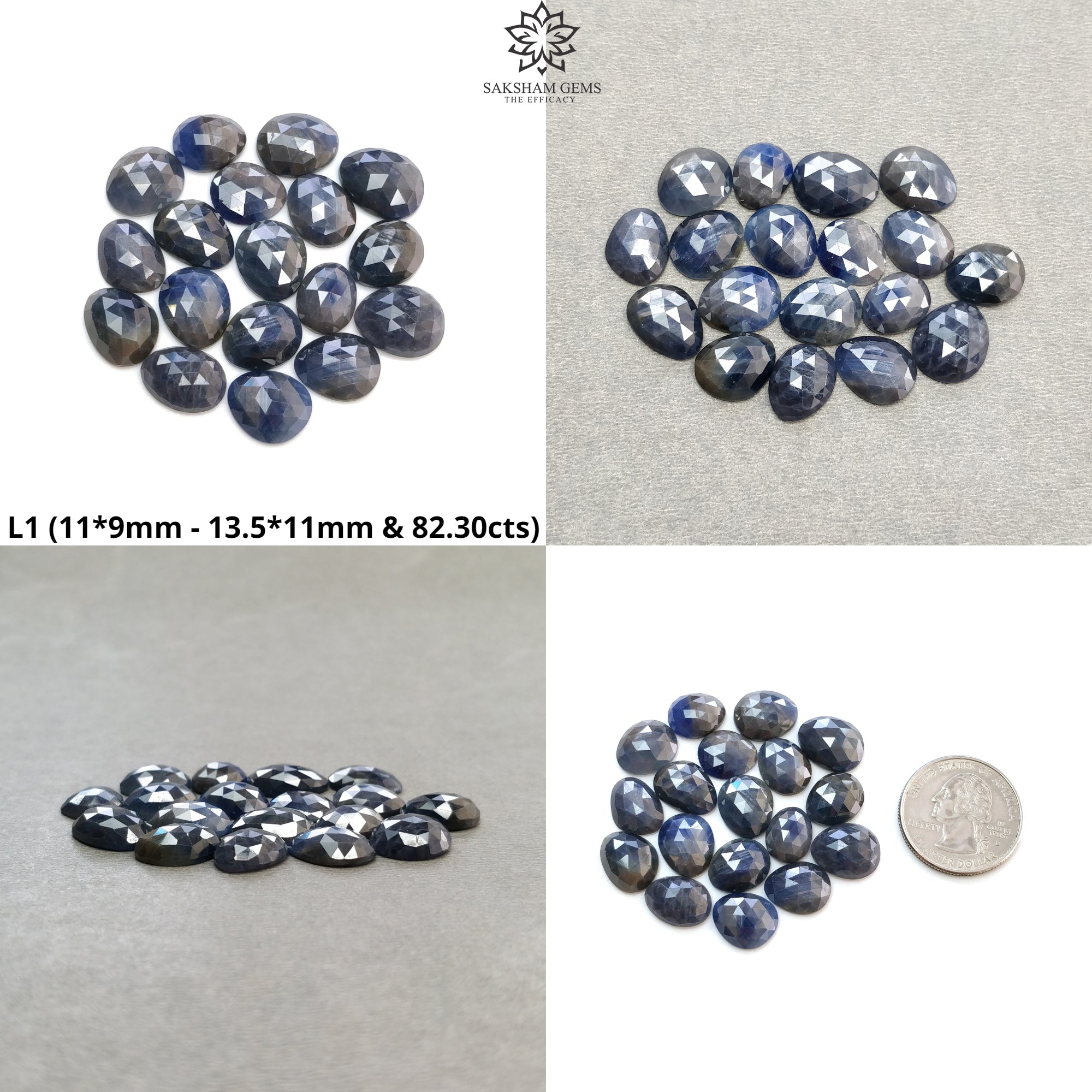 Natural Untreated Blue & Multi-Color Sapphire Gemstone Rose Cut Egg Shape Lot - Perfect for Jewelry Making, Engagement Rings & Healing Crystal Collections