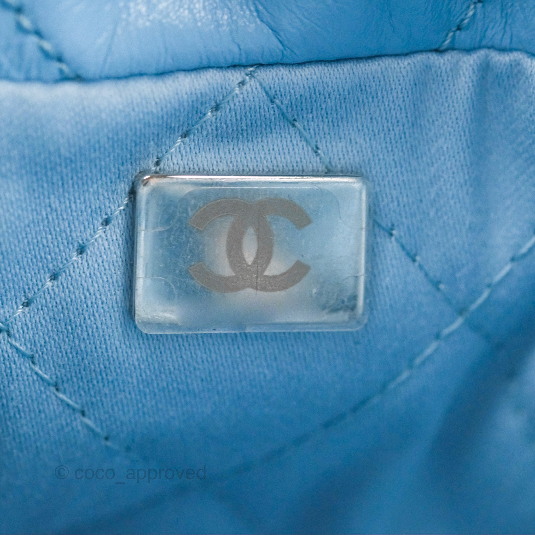 Chanel 22 Mini Bag Light Blue Shiny Crumpled Calfskin - Luxury Designer Crossbody Purse for Women | Perfect for Parties, Date Nights & Special Occasions