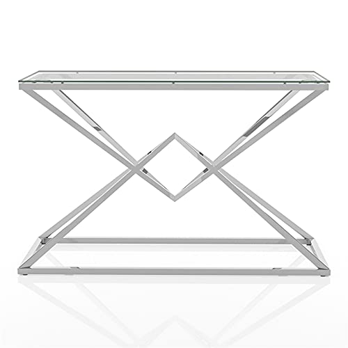 Furniture of America Cazzanarro Modern Chrome Plated Metal Sofa Table - Perfect for Living Room, Office & Small Space Decor