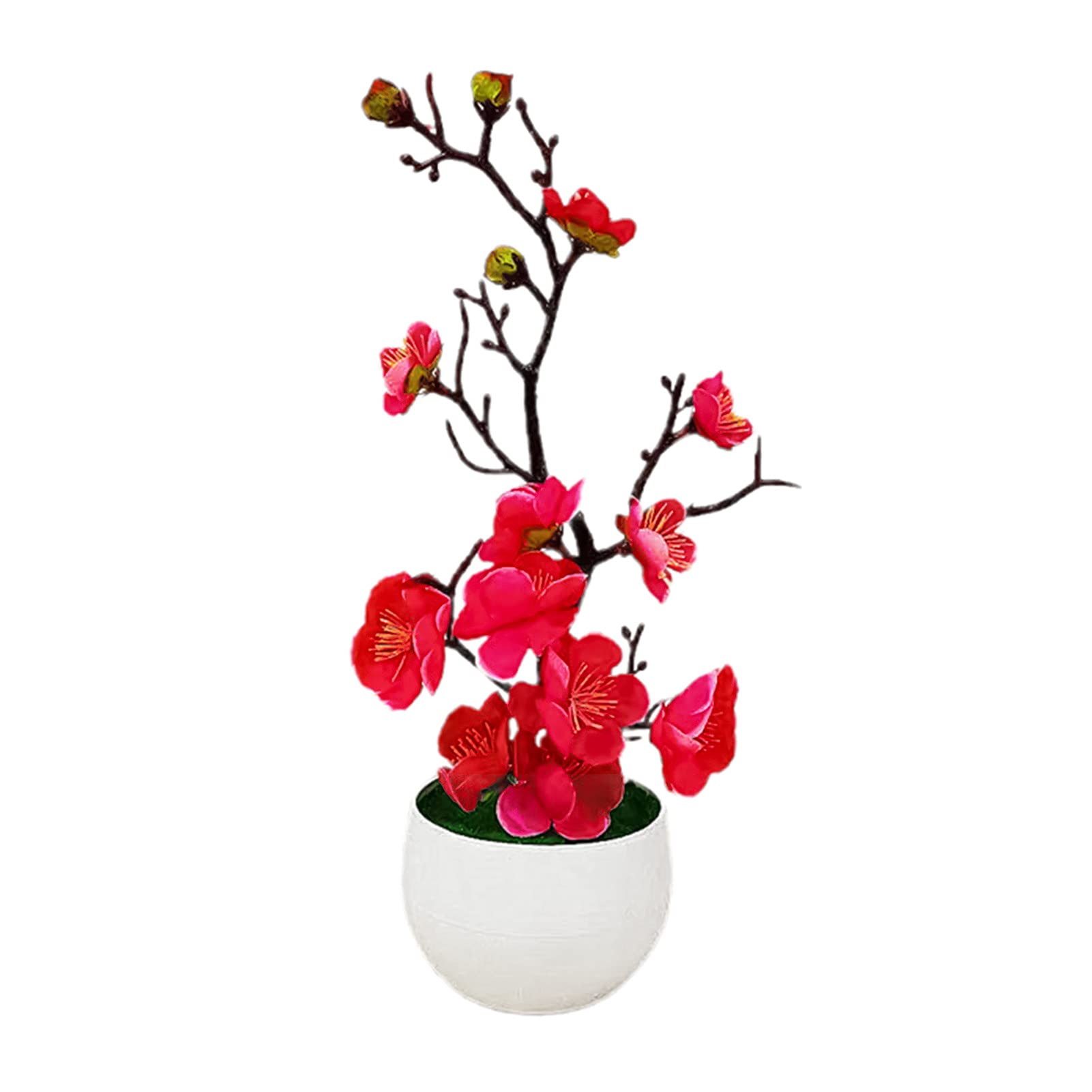 Realistic Faux Silk Plum Blossom Bonsai Tree - Artificial Flower Plant for Home Decor, Office Desk, Wedding Centerpiece & Feng Shui Display