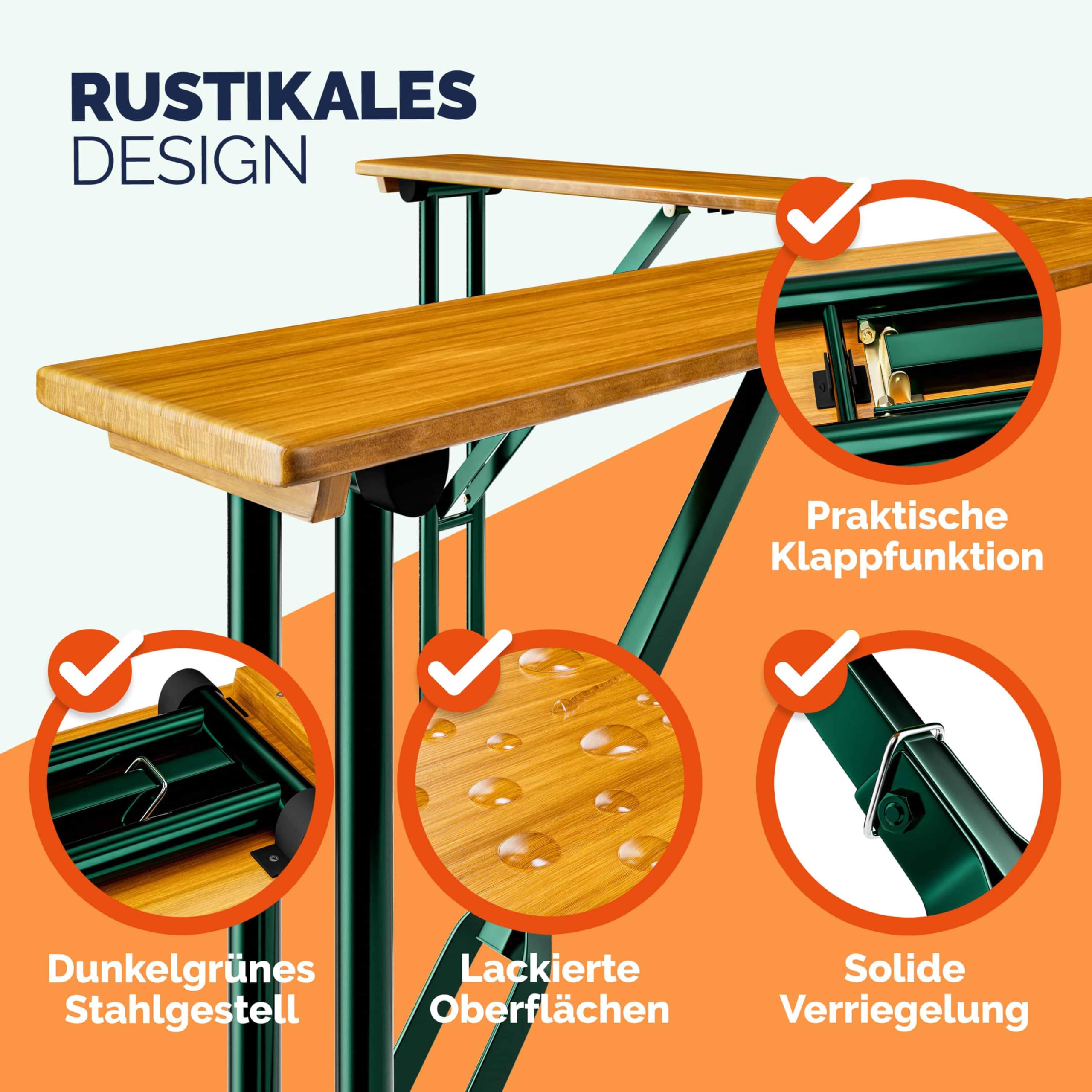 Casaria Wooden Quattro Folding Garden Table for 20 People - Outdoor Party, Reception, Standing Buffet & Dining - Perfect for Backyard Gatherings, Weddings, and Events