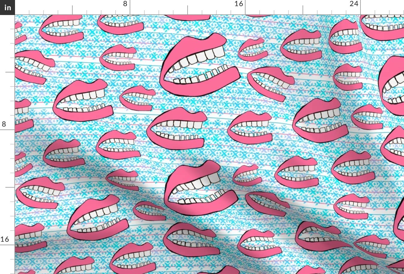 Teeth Collage Abstract Hipster Modern Printed Minky Fabric Fat Quarter - Soft Plush Fabric for Sewing Baby Blankets, Quilt Backing & Plush Toys - Perfect for DIY Crafts, Nursery Decor & Whimsical Gifts