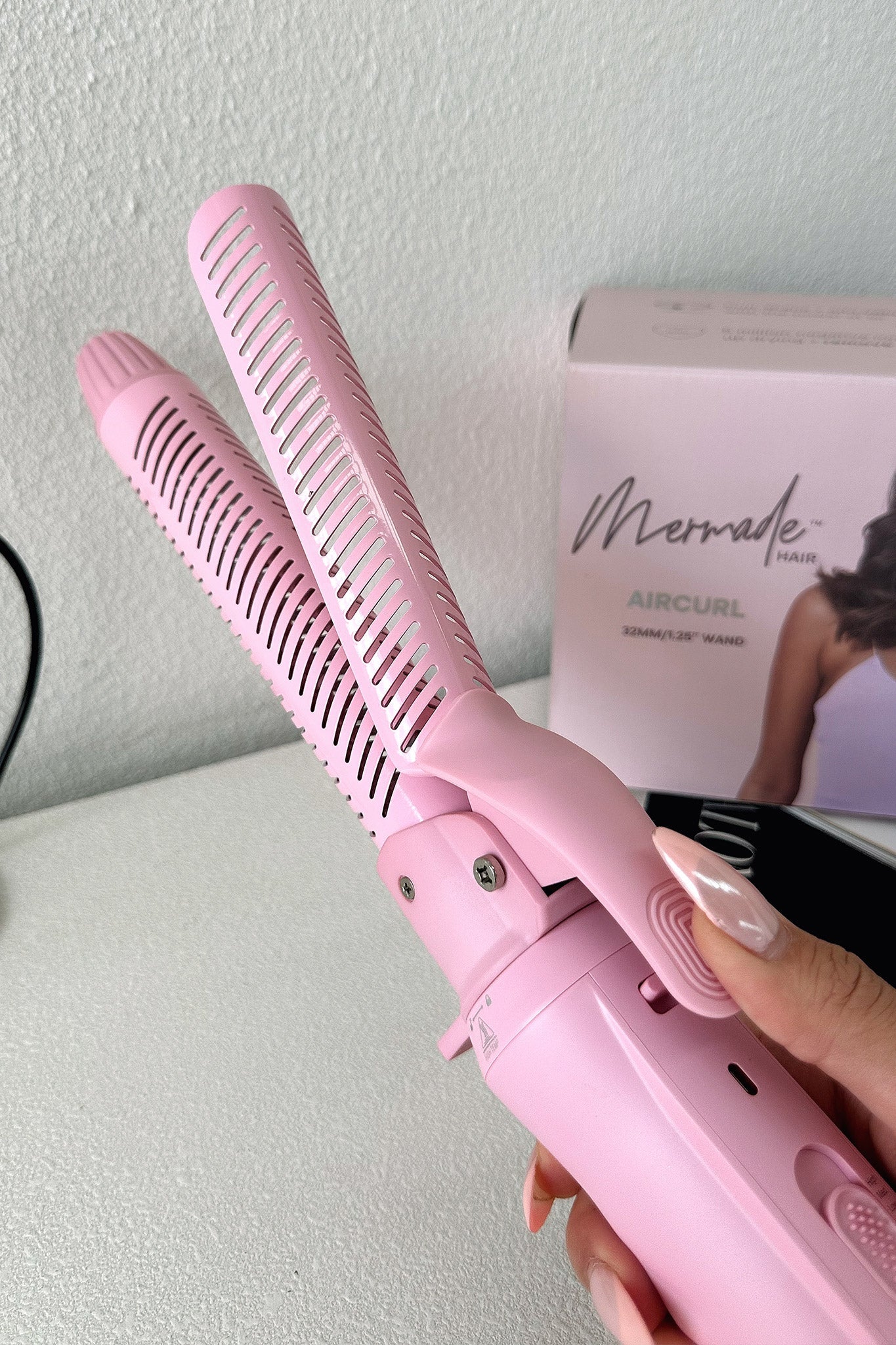 Mermade Aircurl Hair Curler - Pink | Automatic Curling Wand for Beach Waves & Loose Curls | Perfect for Home Styling, Travel & Salon Use