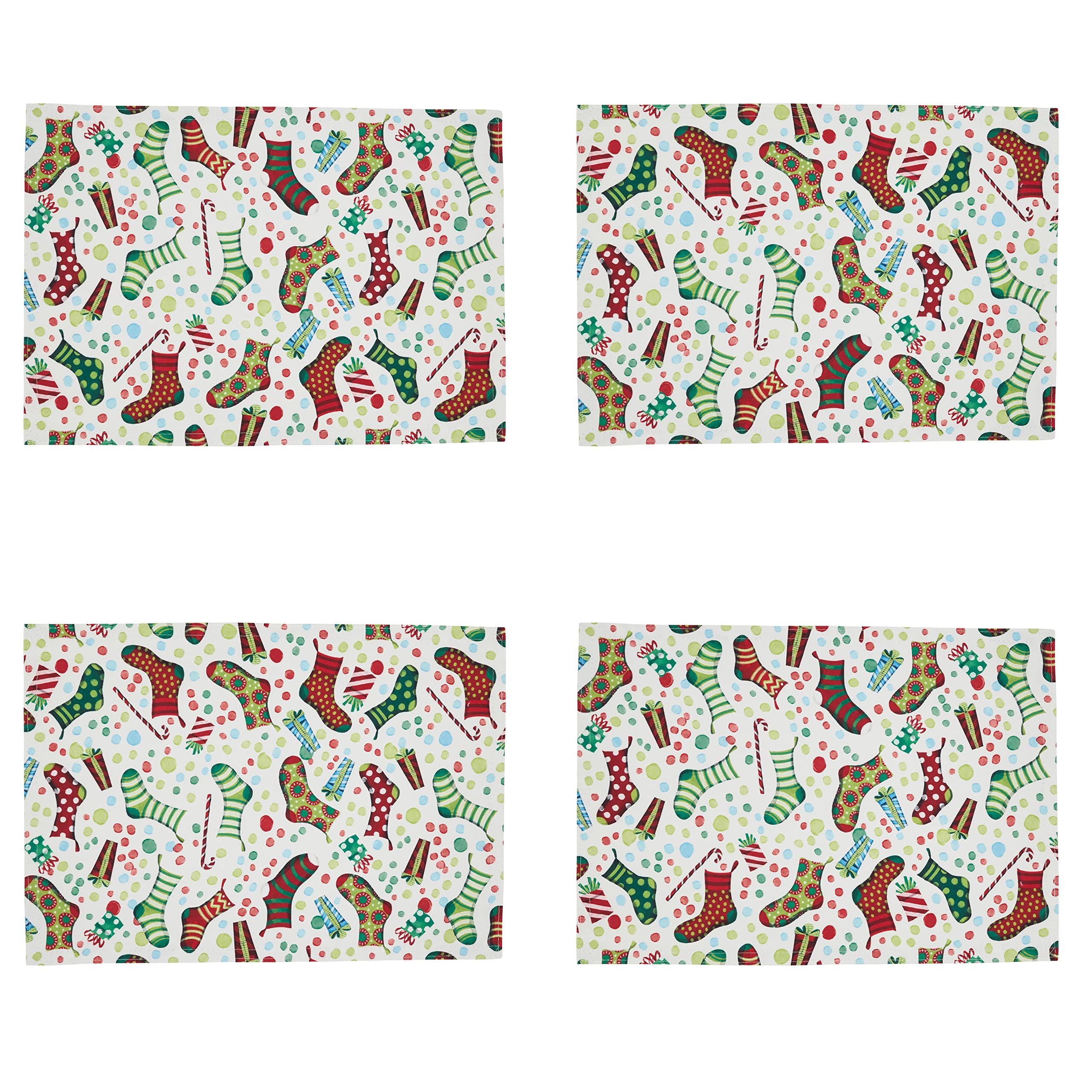 Christmas Stockings Placemats Set of 4 - Holiday Dining Decor for Christmas Table Setting, Party Dinner & Festive Home Decor