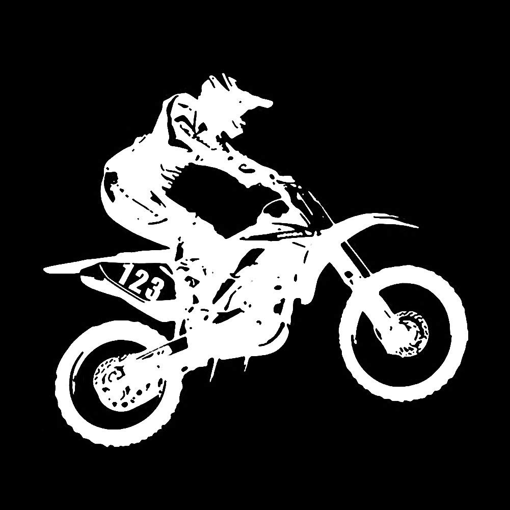 MADAGI Reflective Motorcycle Stunt Decals - High Visibility Motocross Stickers for Cars, Trucks & Vehicles - White Vinyl Automotive Decor for Night Riding Safety & Off-Road Adventure Enthusiasts