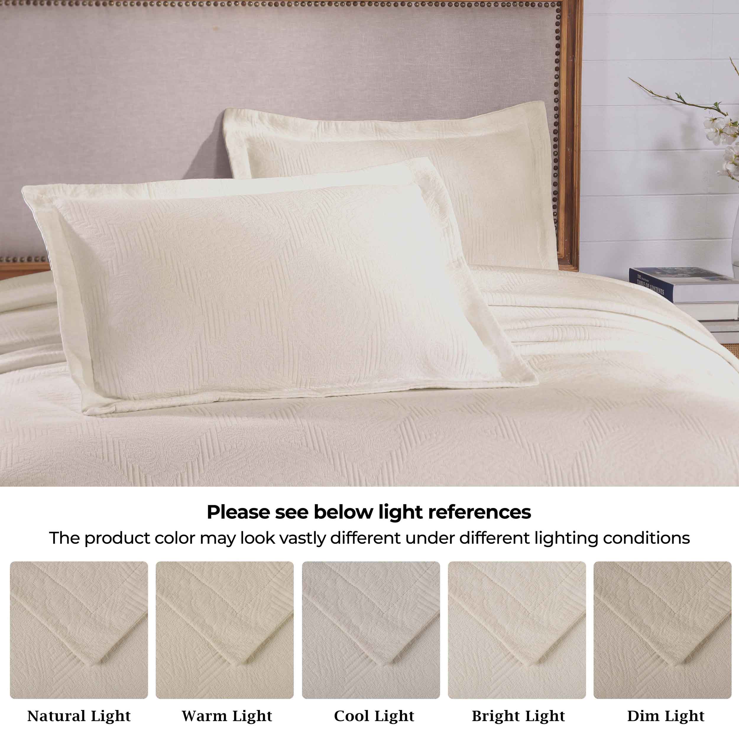 Victory Cotton Matelasse Scrolling Medallion Airy Bedspread Set - Queen Size Lightweight Quilted Coverlet for Bedroom Decor, Guest Room & Cozy Home Styling