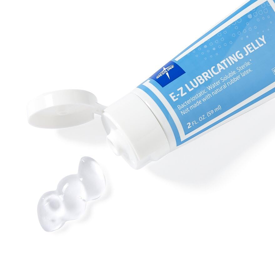 Medline Sterile Lubricating Jelly - 2 oz. Flip-Top Tubes (Pack of 72) | Medical-Grade Personal Lubricant for Catheter Care, Exams & Procedures