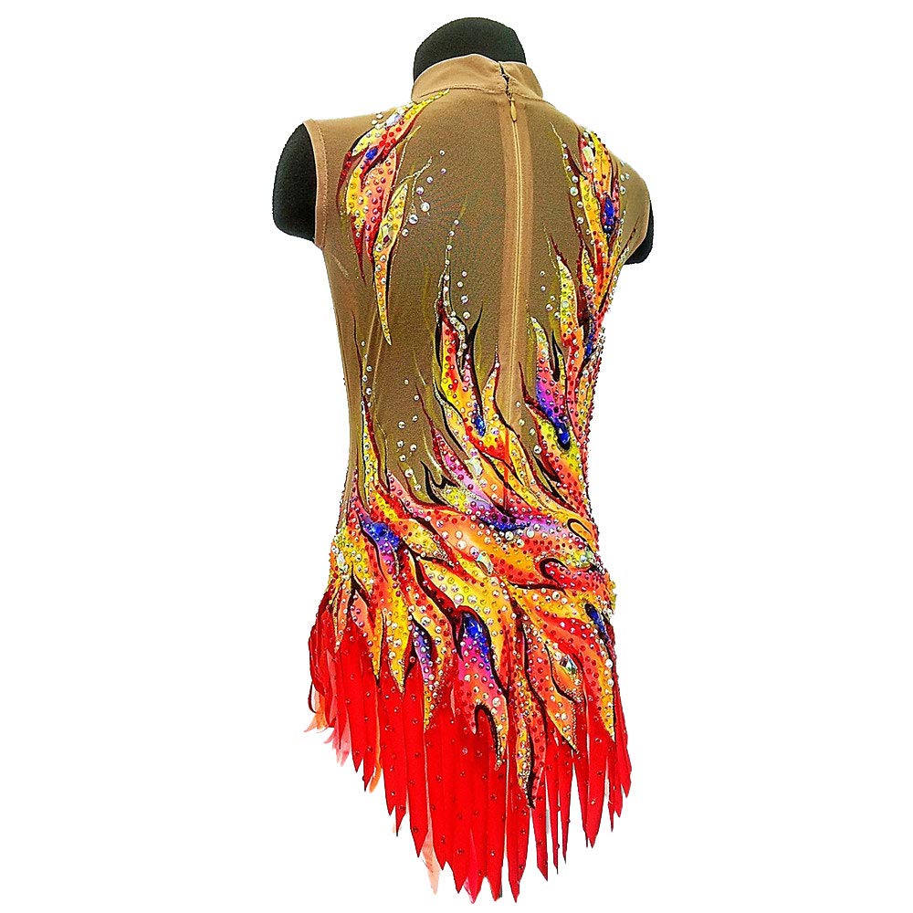 Women's & Girls' Rhythmic & Artistic Gymnastics Leotard - Red High Elasticity Handmade Sleeveless Dancewear for Competition & Performance | Perfect for Gymnastics, Ballet, Dance Shows & Training