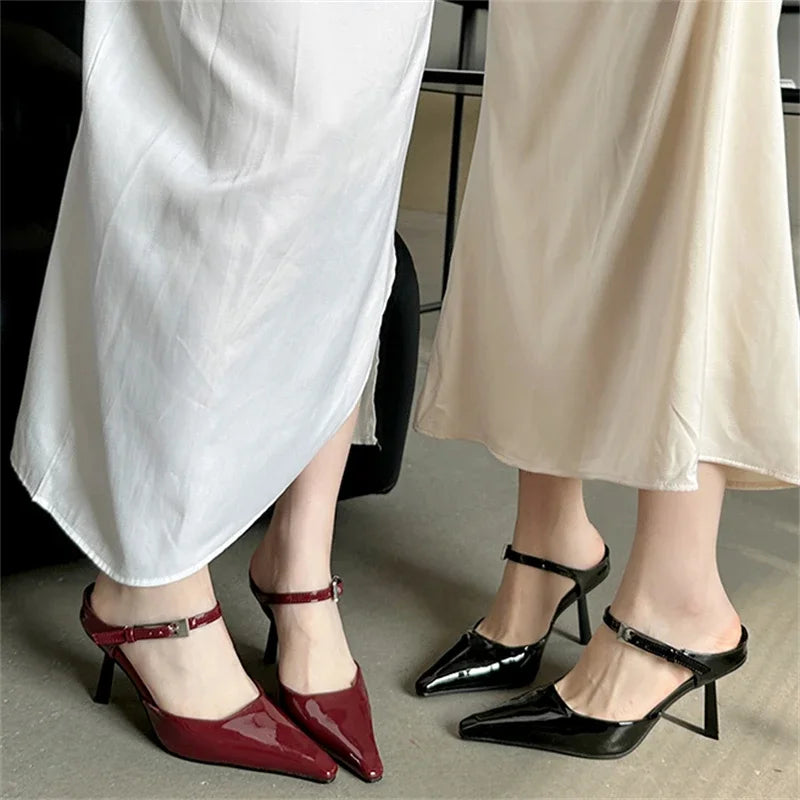 Eilyken Women's Sexy Pointed Toe High Heel Pumps - Buckle Strap Mules Slippers for Wedding, Banquet & Evening Parties | Comfortable Dress Shoes for Women