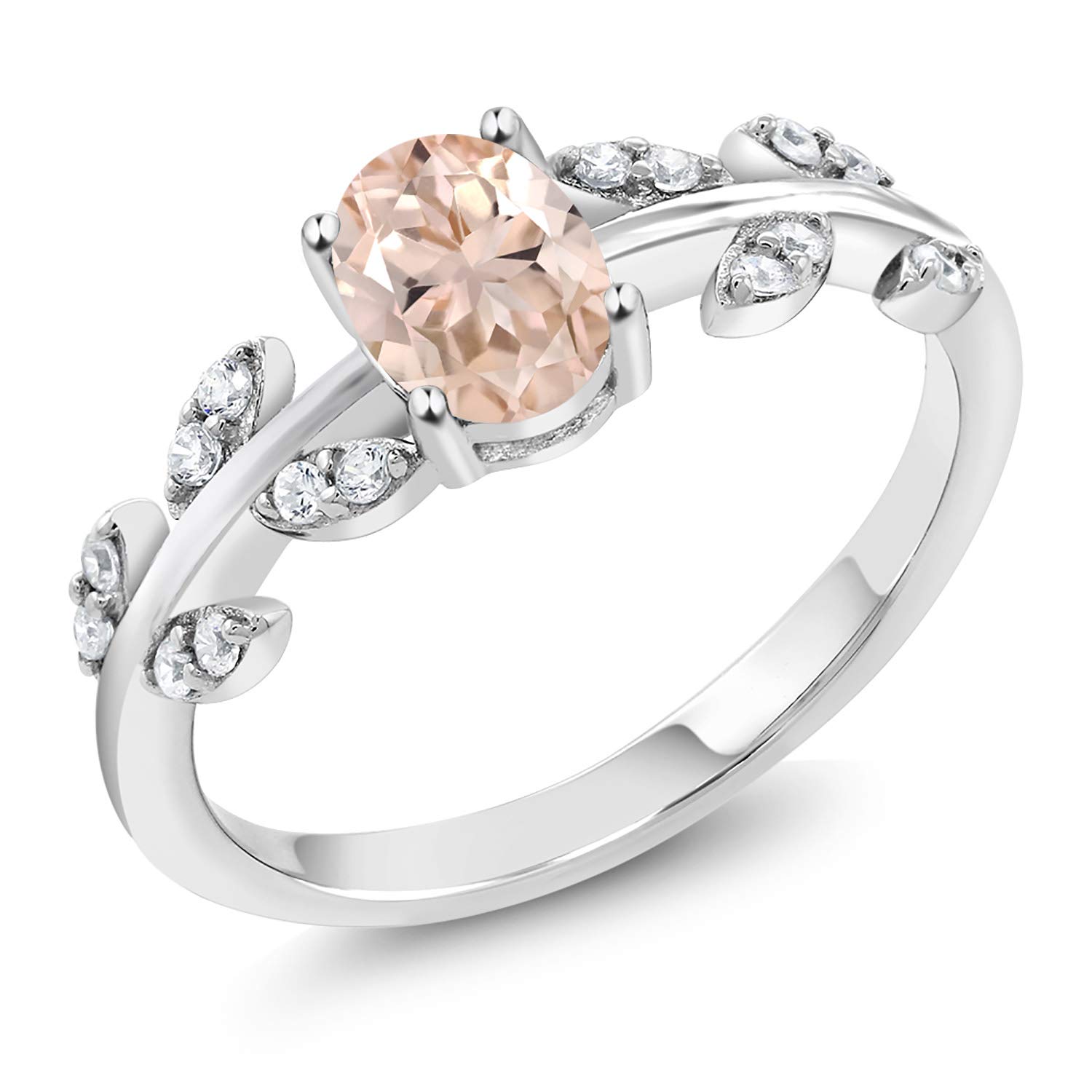 925 Sterling Silver Twisted Olive Branch Leaf Vine Wedding Band Ring for Women - 7x5mm Oval Birthstone Gemstone | Size 5-9 | Elegant Jewelry Gift for Wife, Mom, Girlfriend | Perfect for Anniversary, Engagement, Bridal & Everyday Wear