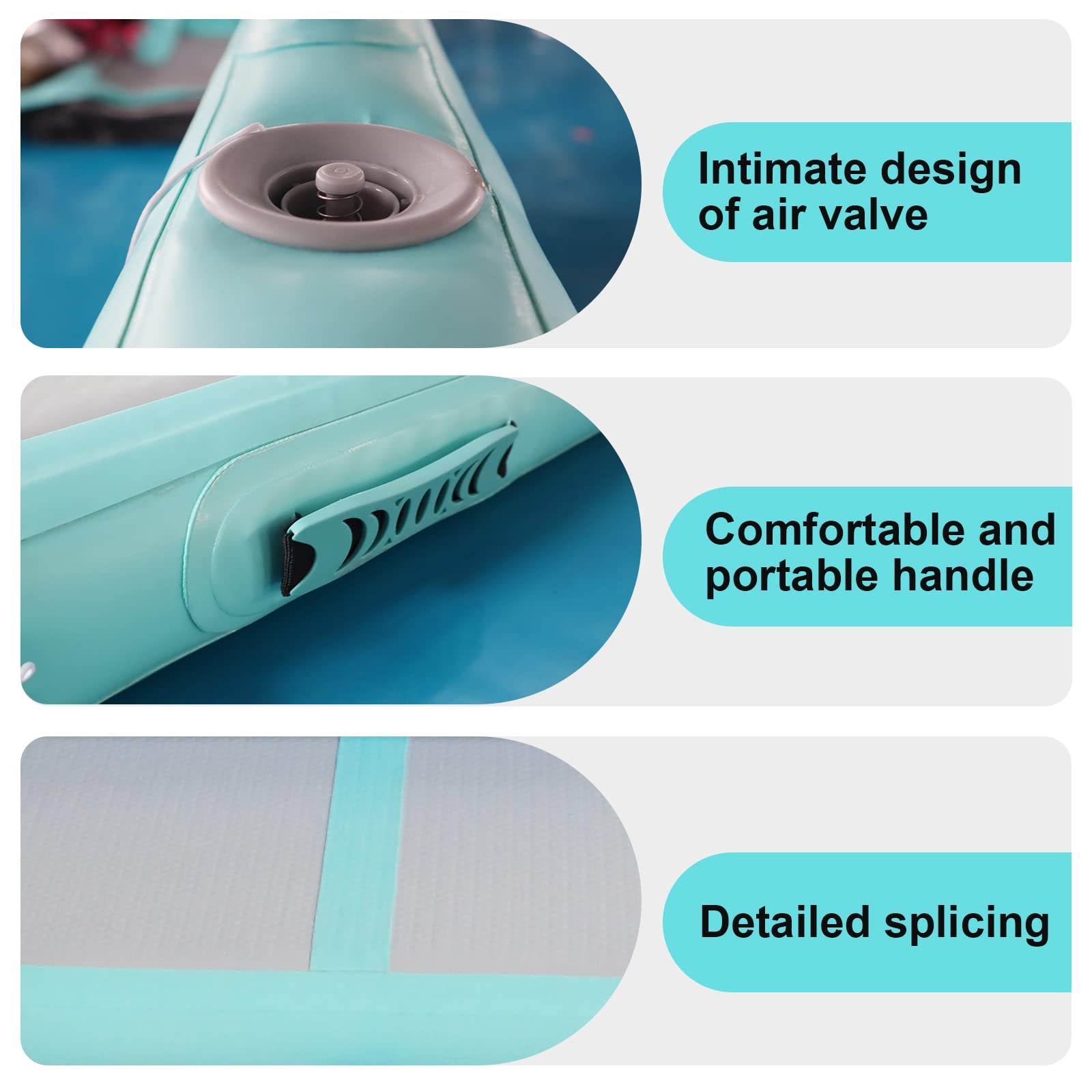 Inflatable Gymnastics Tumbling Mat 10ft/13ft/16ft/20ft - 4/8 Inch Thick Air Track Mat with Electric Pump for Home Gym, Cheerleading & Outdoor Training - Perfect for Backyard, Park & Indoor Practice