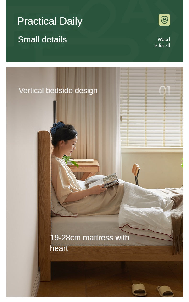 Solid Oak Wood Grille Bed - Small Soft Bed Frame for Cozy Bedrooms | Perfect for Kids Rooms, Guest Rooms & Small Spaces