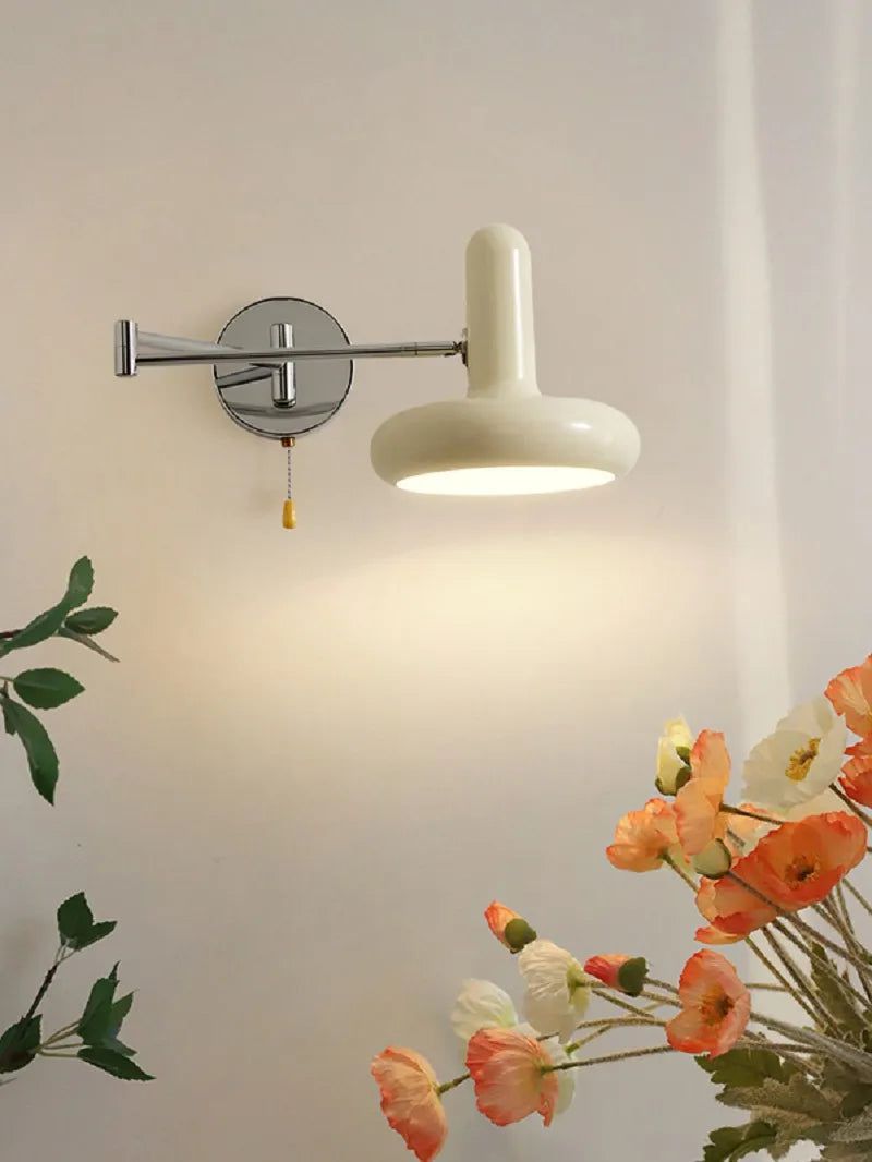 Swing Arm Wall Lamp with Adjustable Elbow Rocker - Modern Reading Light for Bedroom, Living Room, and Office
