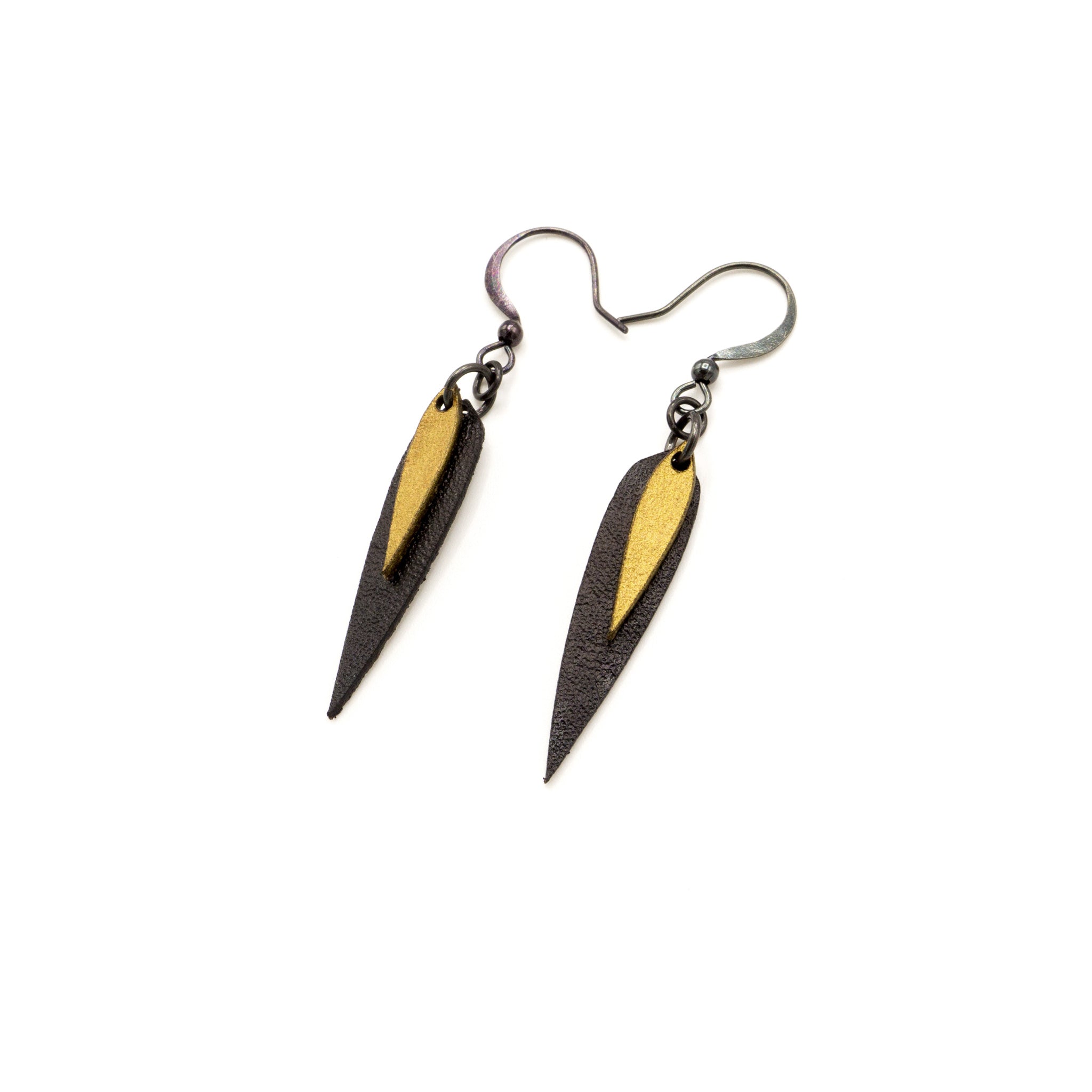 Innera Genuine Leather Earrings for Women - Black & Gold Hoop Dangle Earrings | Boho Chic Accessories for Casual Wear, Parties & Special Occasions
