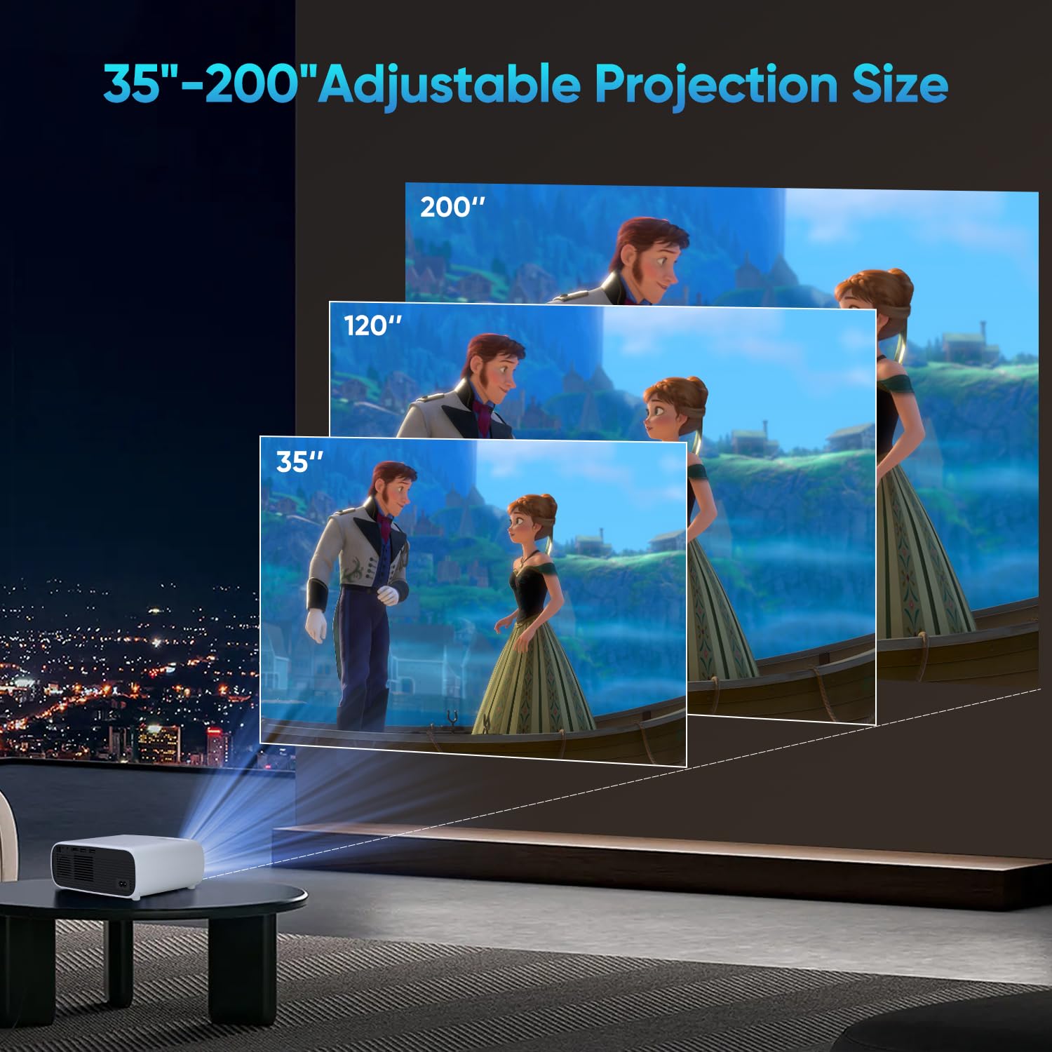 5G WiFi Bluetooth Mini Projector - Native 1080P Full HD Portable Outdoor Projector with 18000L Brightness & 200