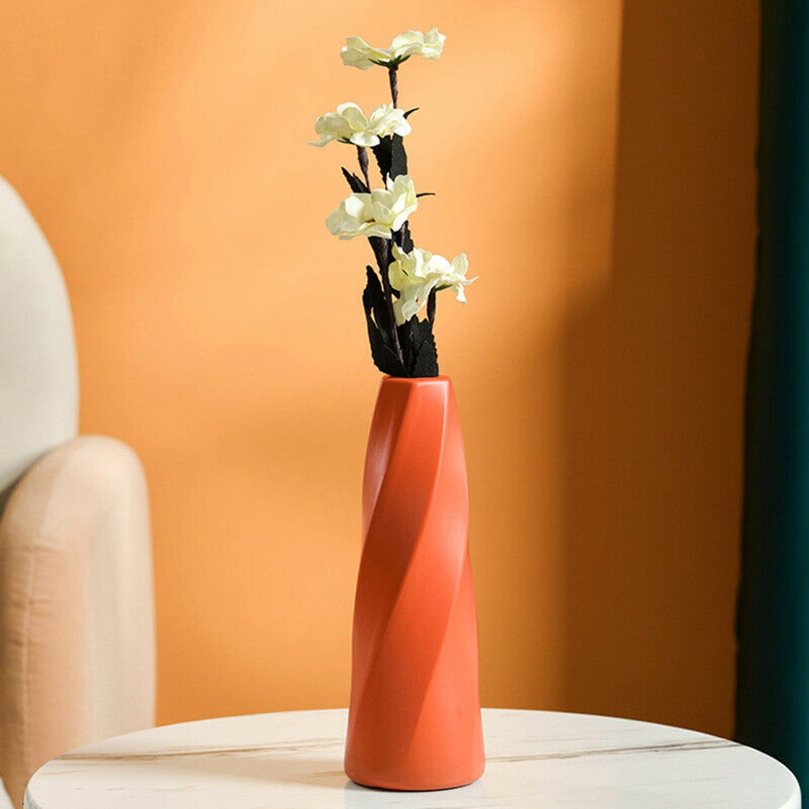 Nordic Style Plastic Flower Vase - Decorative Ceramic Imitation Home Decor for Living Room, Bedroom, Office Desktop (Red, One Size) | Perfect for Fresh Flowers, Artificial Plants & Modern Interior Design