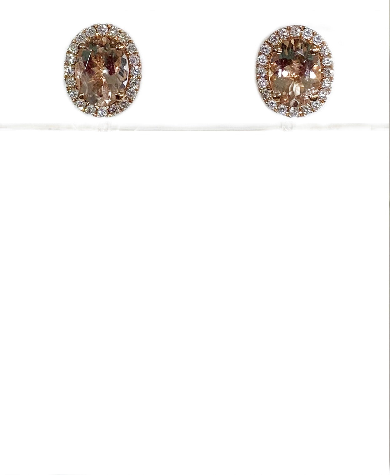 14K Rose Gold Morganite Earrings for Women - Dainty Stud Earrings, Elegant Gift for Her - Perfect for Weddings, Anniversaries & Special Occasions