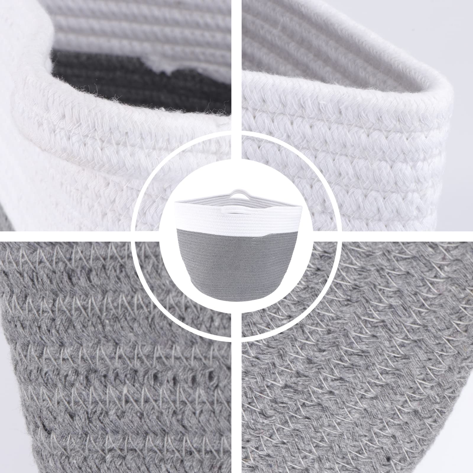 BESPORTBLE Foldable Storage Basket with Lid - Collapsible Cotton Storage Bin for Home Organization, Decorative White Cotton Thread Basket - Perfect for Closet, Bathroom, Nursery & Laundry Room Storage