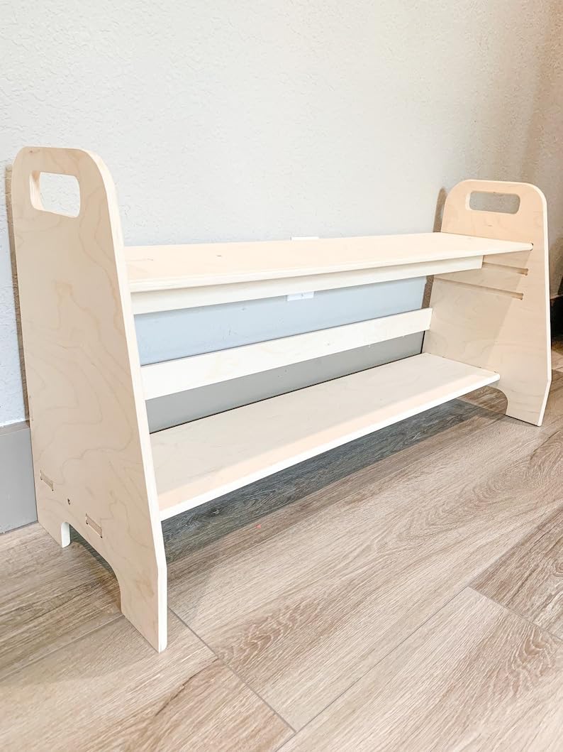 Adjustable Montessori Wooden Toddler Bench - Kids Playroom Furniture, Self Care Station & Shoe Bench for Toddlers - Perfect for Playrooms, Bedrooms & Entryways