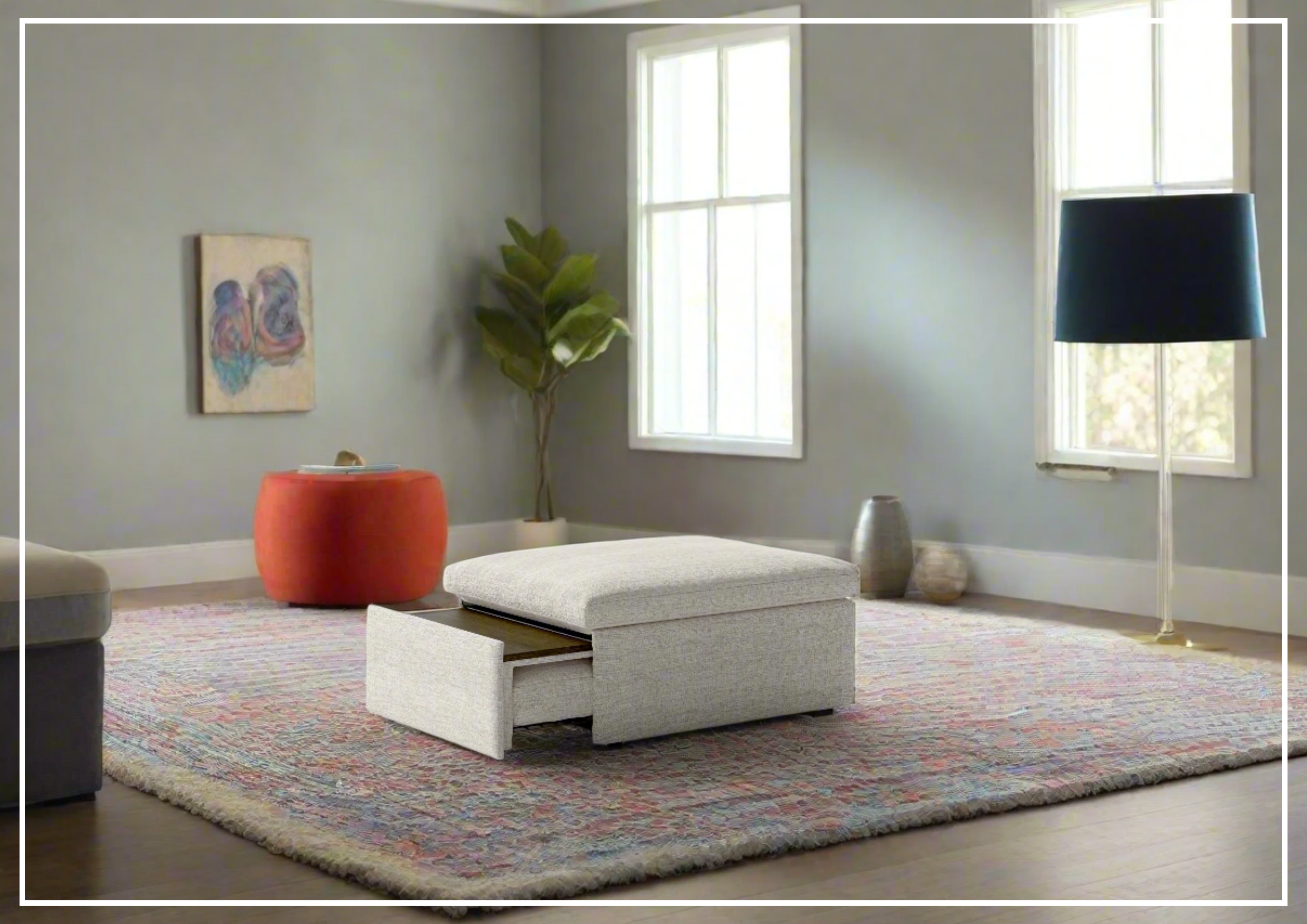 Luonto Otto Cot Size Sleeper Ottoman with Storage Drawer - Convertible Daybed for Guest Room, Nursery & Small Space Living - Perfect for Apartments, Dorms & Home Offices