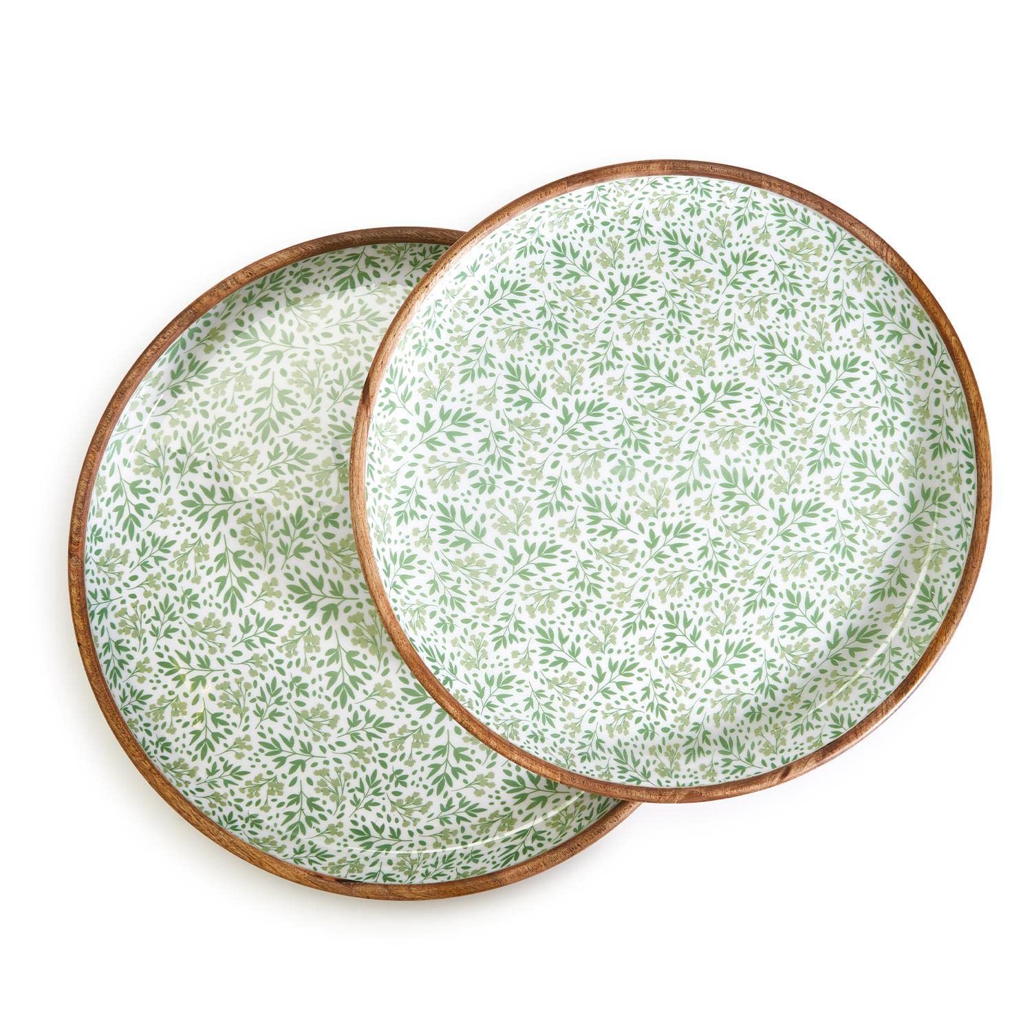 Handmade Wooden Round Trays Set of 2 - Rustic Countryside Decor for Coffee Table, Dining Table, or Wall Display - Perfect for Home Decor, Gift Giving, and Farmhouse Style Interiors