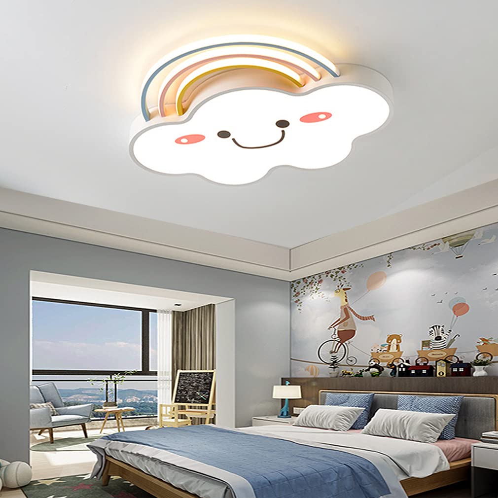 Dimmable LED Ceiling Light for Kids Room - Modern Rainbow Clouds Design Cartoon Pendant Lamp with Remote Control - Perfect for Boys/Girls Bedroom, Nursery, Kindergarten & Dining Room Decor - Energy Efficient Lighting for Playtime, Study & Relaxation