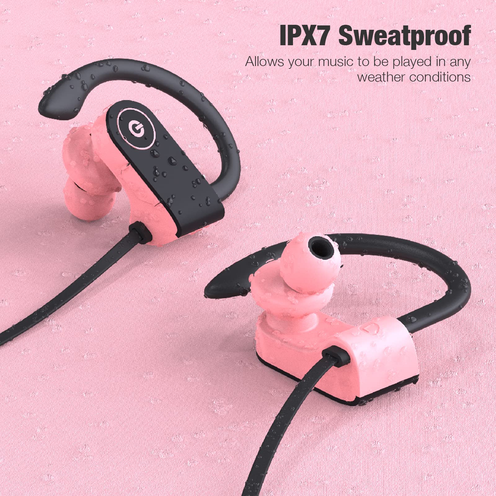 Boean Bluetooth 5.3 Wireless Headphones for Women - IPX7 Waterproof Sports Earbuds with 15H Playtime, Noise Cancelling for Running, Workout, Gym & Travel | Perfect Gift for Girls & Active Lifestyles