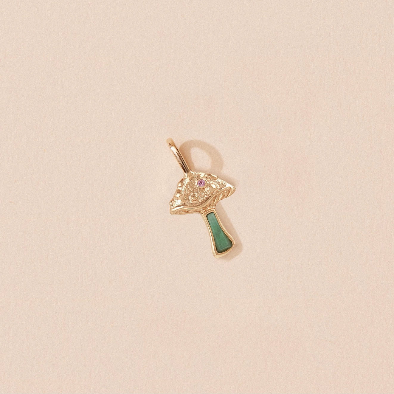 Wild Fortune Mushroom Charm - 10K Yellow Gold & Chrysoprase Pendant for Good Luck & Protection | Perfect for Necklaces, Bracelets & Spiritual Jewelry