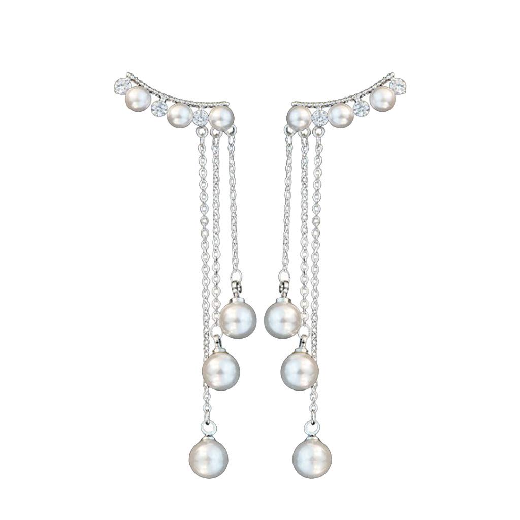 Amikadom Fashion Korean Style Long Tassel Pearl Stud Earrings for Women - Elegant Wild Pearl Dangle Earrings GV6 | Perfect for Parties, Weddings, and Special Occasions