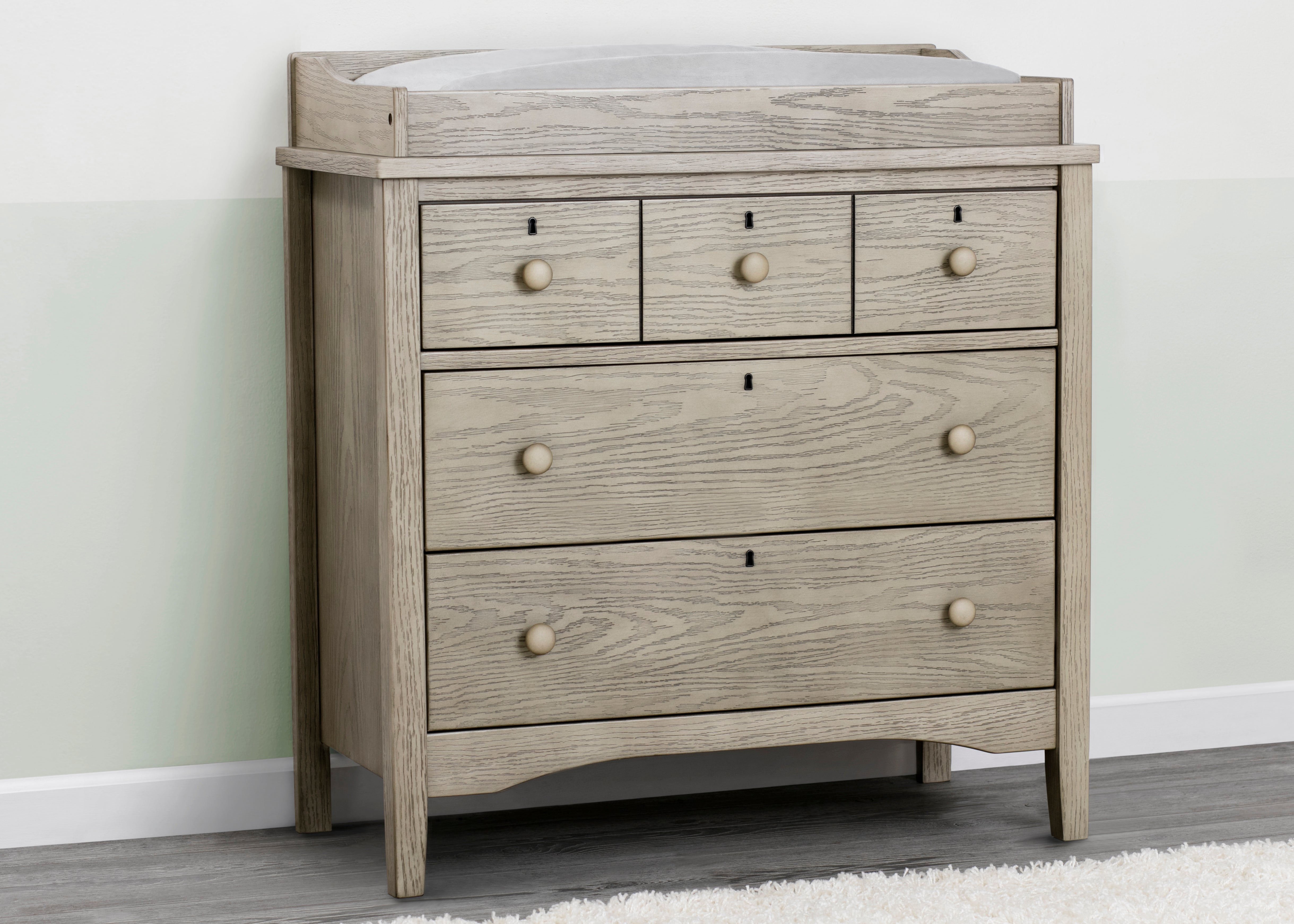 Farmhouse Style 3-Drawer Dresser with Changing Top - Nursery Storage Solution for Baby Essentials & Bedroom Organization